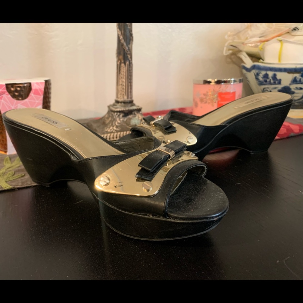 Guess gold toned slides